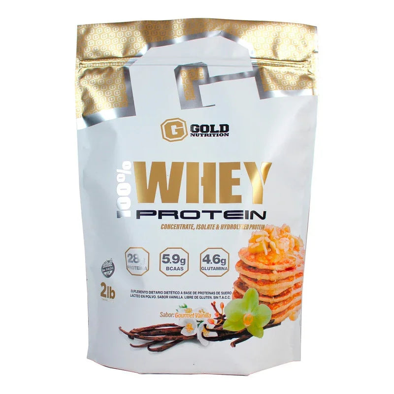 Whey Protein Gold Nutrition 2 Libras Suplementos Proteína 100% Sabor Vainilla Gourmet