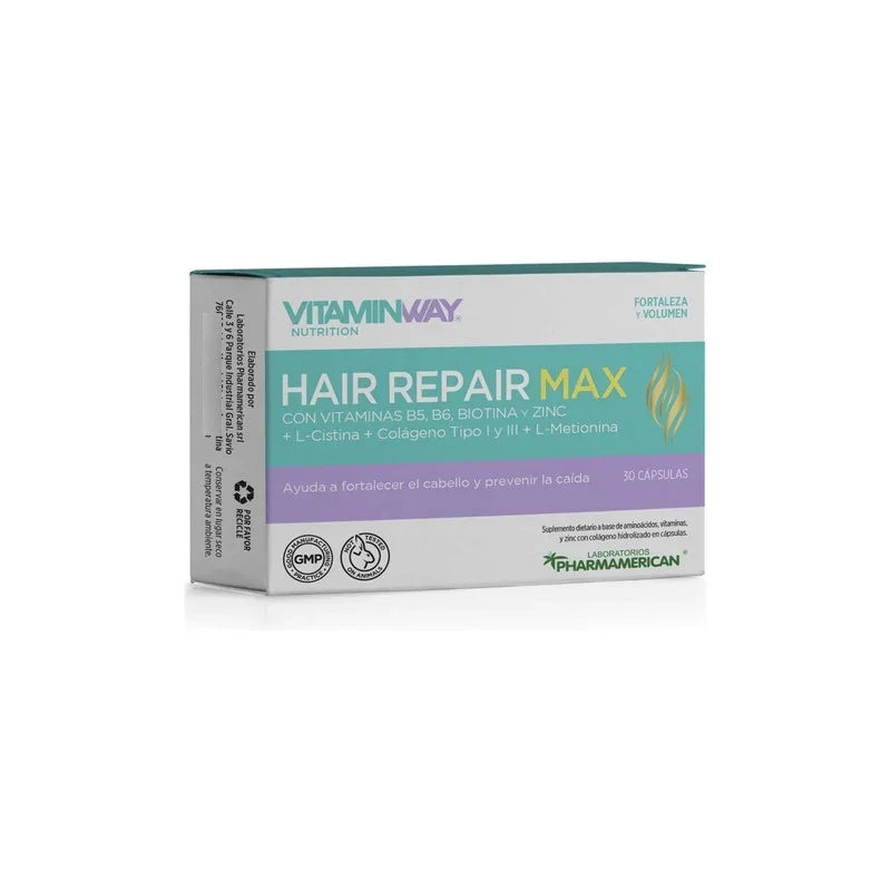 Hair Repair Max 30 Cap C/colageno Tipo I Y 3 Vitamin Way Sabor Sin Sabor