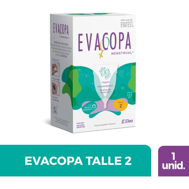 Evacopa Copa Menstrual Reutilizable Ecológica Talle 2 Transparente Con Bolsita