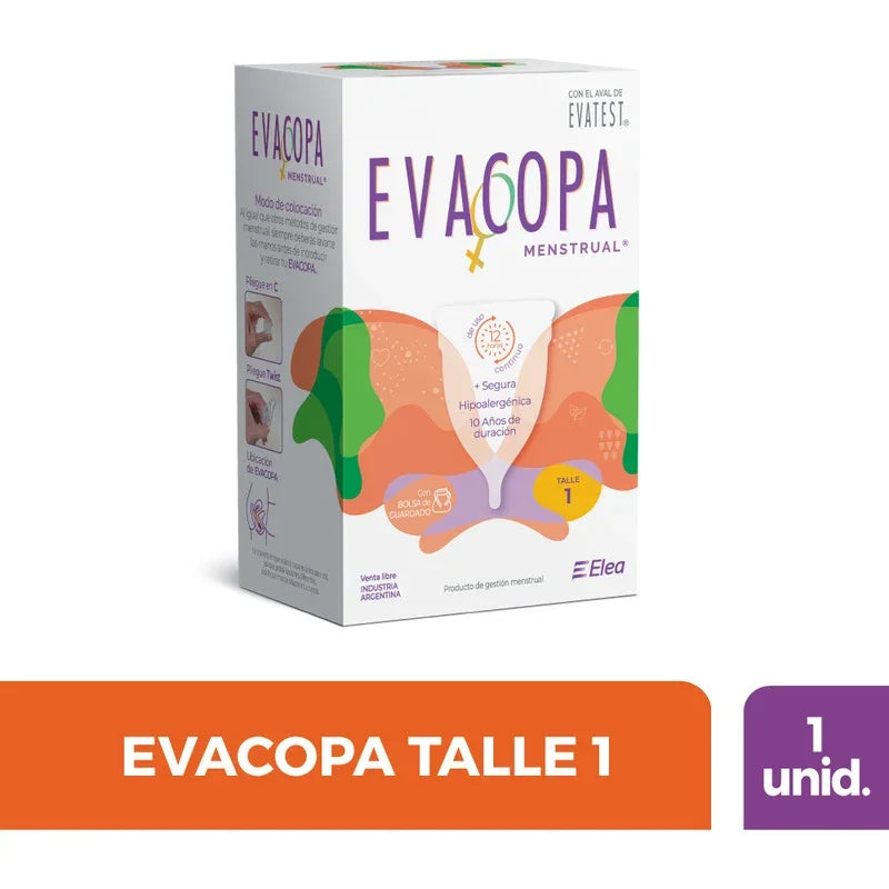 Evacopa Copa Menstrual Reutilizable Ecológica Talle 1 Transparente Con Bolsita