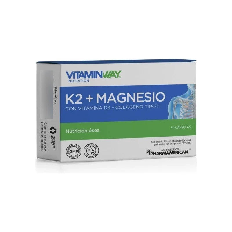 K2 + Magnesio + D3 Y Colageno Caja X 30 Caps. Vitamin Way Sabor Sin Sabor