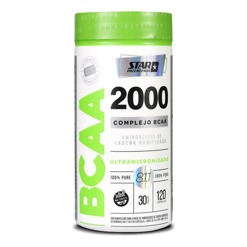 Bcaa 2000 X 120 Caps Star Nutrition Aminoácidos Ramificados Sabor Sin Sabor