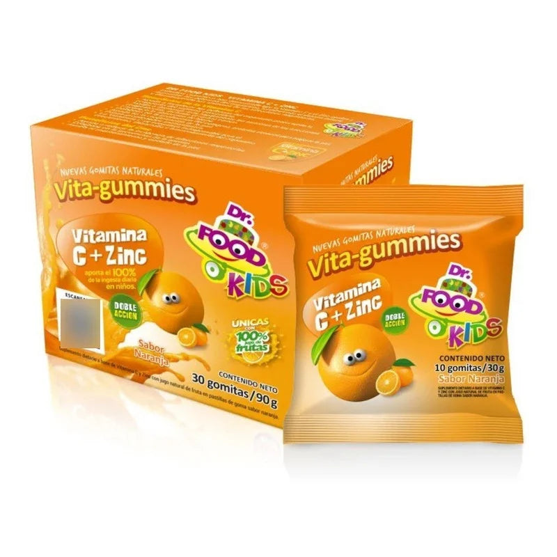 Dr. Food Vitamina C Zinc Gomitas Niños Sabor Naranja 30 Unidades