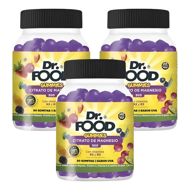 Pack X 3 Citrato De Magnesio Dr Food Geonat 90 Gomitas Uva Uva