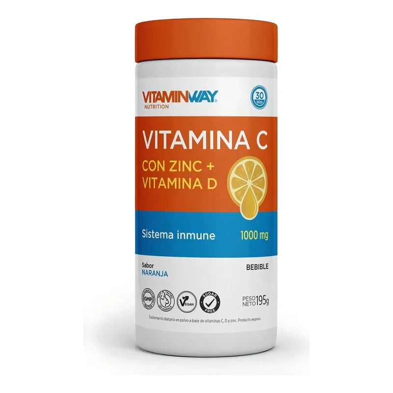 Vitamina C En Polvo Bebible Sistema Inmune 195g Vitamin Way Sabor Naranja