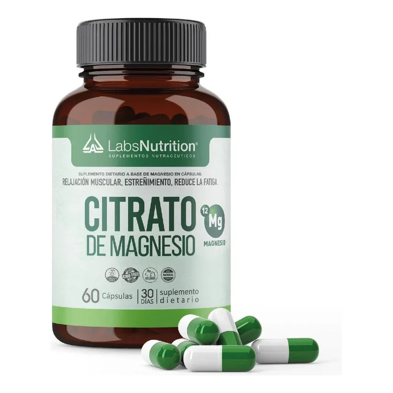Citrato De Magnesio 400mg 60 Cápsulas Labs Nutrition Libre Gluten Sin Sabor
