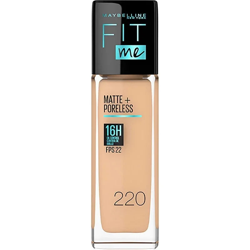 Maybelline Base Maquillaje Fit Me Matte Rich Tan + Poreless 30ml, Matifica Y Controla El Brillo, Tiene Fps 22 220 Natural Beige