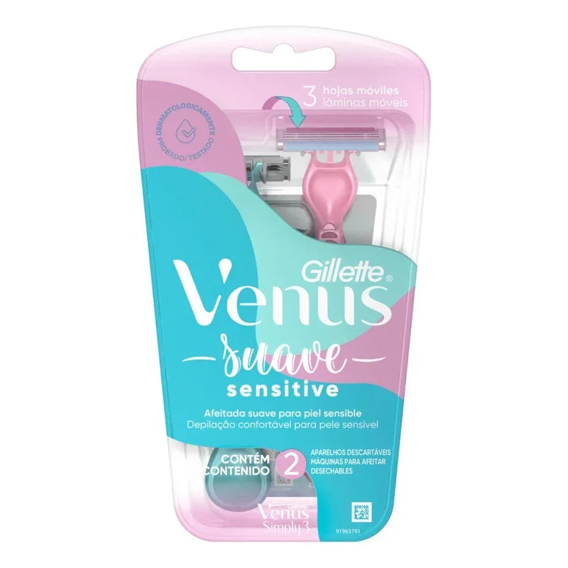 Máquina Para Afeitar Gillette Venus Simply3 Sensitive X 2und