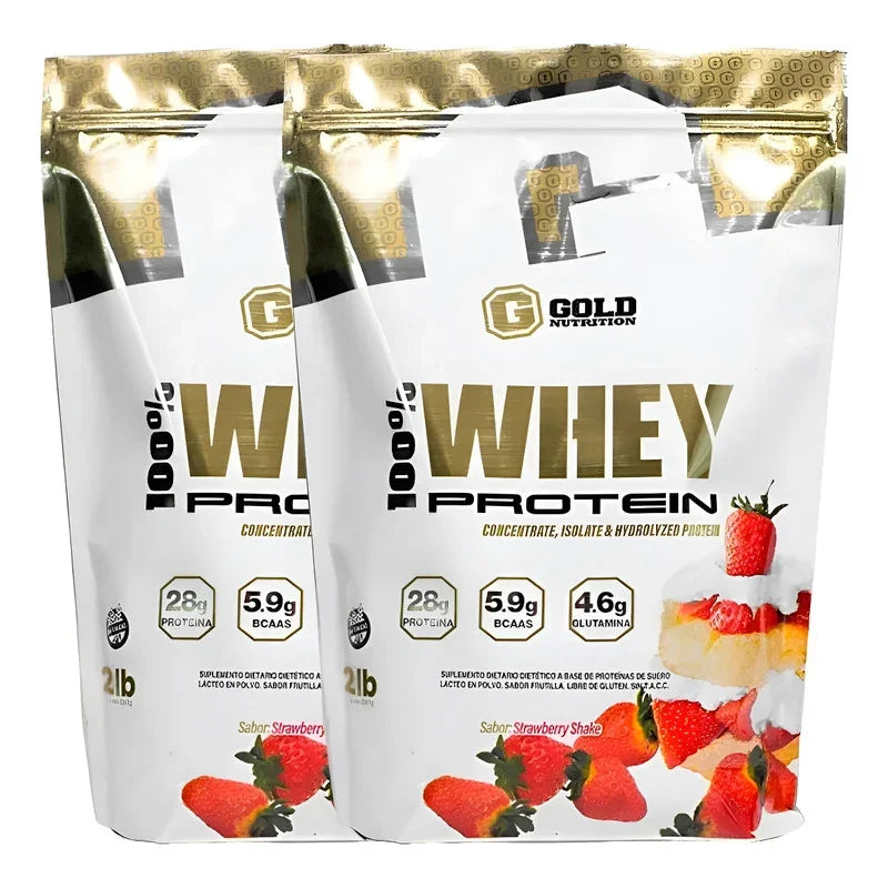 Pack X2 Whey Protein 2 Lbs Gold Nutrition Sin Tacc Frutilla