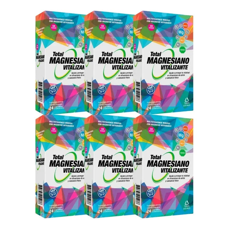 Pack X6 Total Magnesiano Vitalizante X 24 Comp. Efervescente Sin Sabor