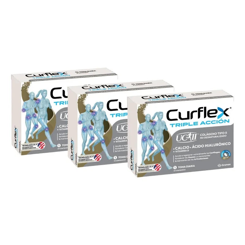 Combo X 3 Curflex Triple Accion 30 Comprimidos Sabor Sin Sabor