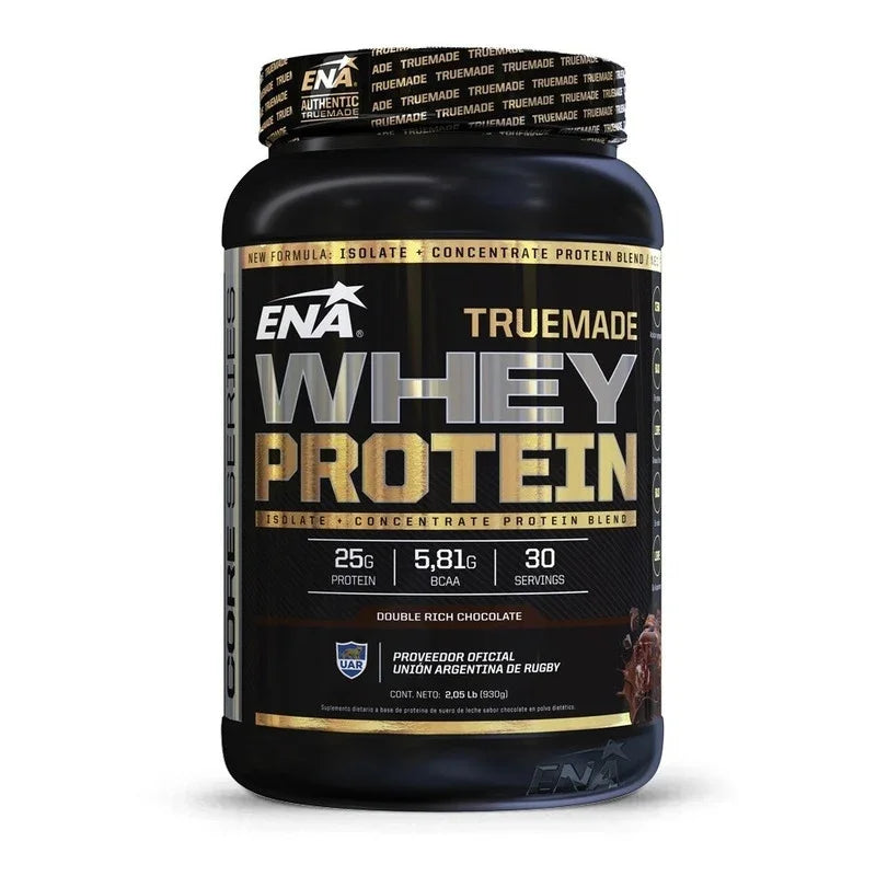 Suplemento En Polvo Ena Sport True Made Proteínas Sabor Double Rich Chocolate En Pote De 930g
