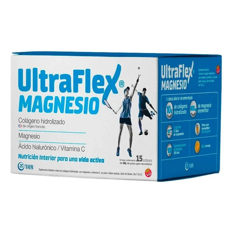 Ultraflex Magnesio Sobres Colágeno Hidrolizado Sabor Naranja X15