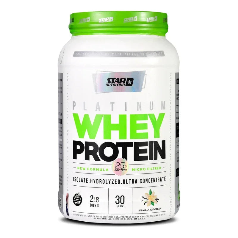 Platinum Whey Protein Star Nutrition 2lb Proteína Concentrada Sabor Vanilla Ice Cream En Pote Helado De Vainilla