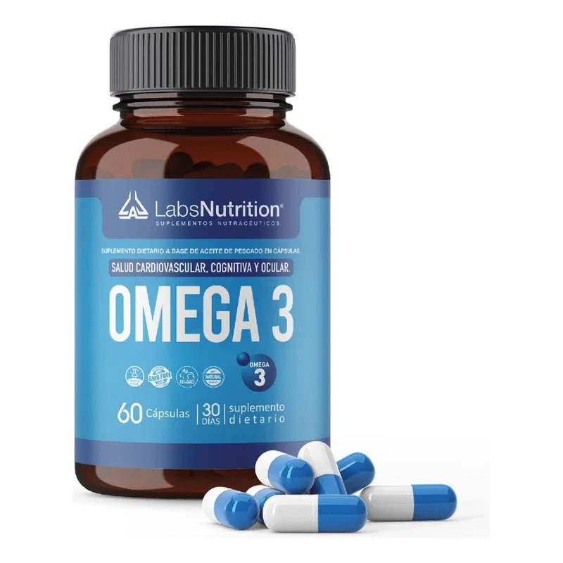 Omega 3 Labs Nutrition 60 Cápsulas 600mg Dha Epa Suplemento Nutricional Neutro