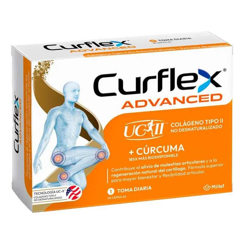 Curflex Advanced Colágeno Tipo Ii + Cúrcuma Articulaciones Sin Sabor