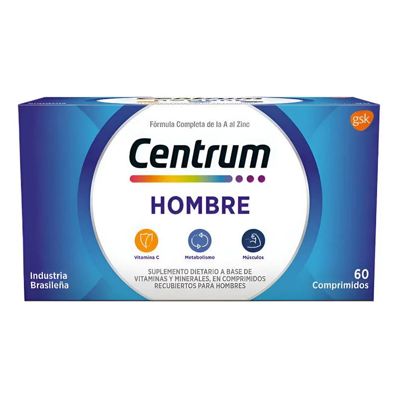 Centrum Hombre Multivitamínico Multimineral Suplemento 60c Sin Sabor