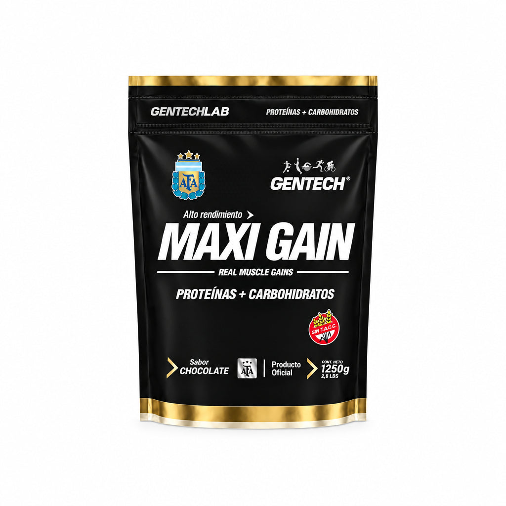 Suplemento Maxi Gain de Gentech, proteínas y carbohidratos sabor chocolate, 1250g