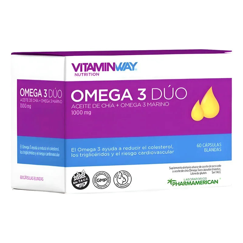 Omega 3 Dúo Pescado + Chia Colesterol Vitamin Way X 60 Cápsulas Sin Sabor No