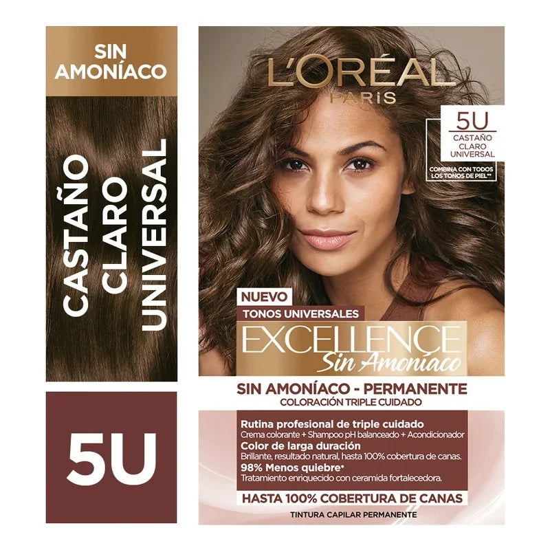 Kit Tintura Excellence Sin Amoníaco Tono 5u Castaño Claro Universal