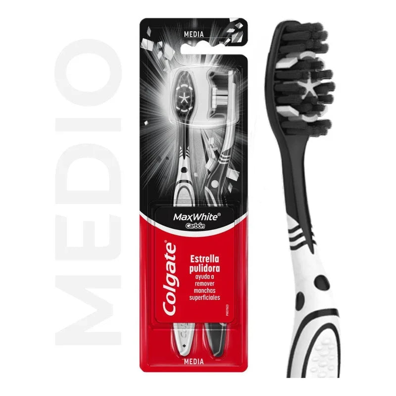 Pack X2 Cepillos De Dientes Max White Carbón Colgate
