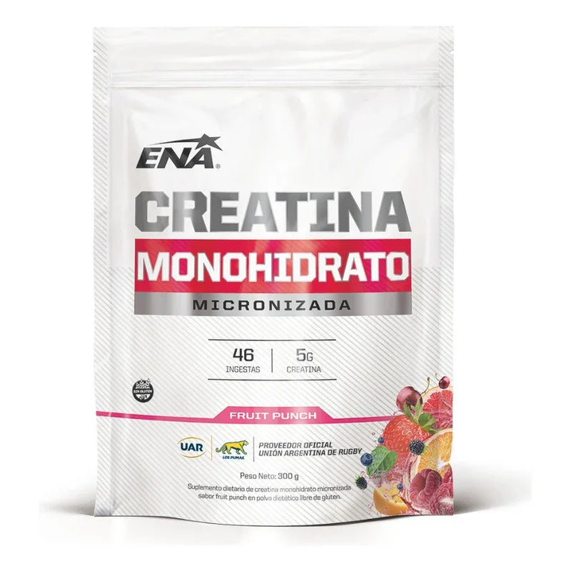 Ena Sport Monohidrato De Creatina Micronizada 300 G Polvo Doypack Fruit Punch Ponche De Frutas