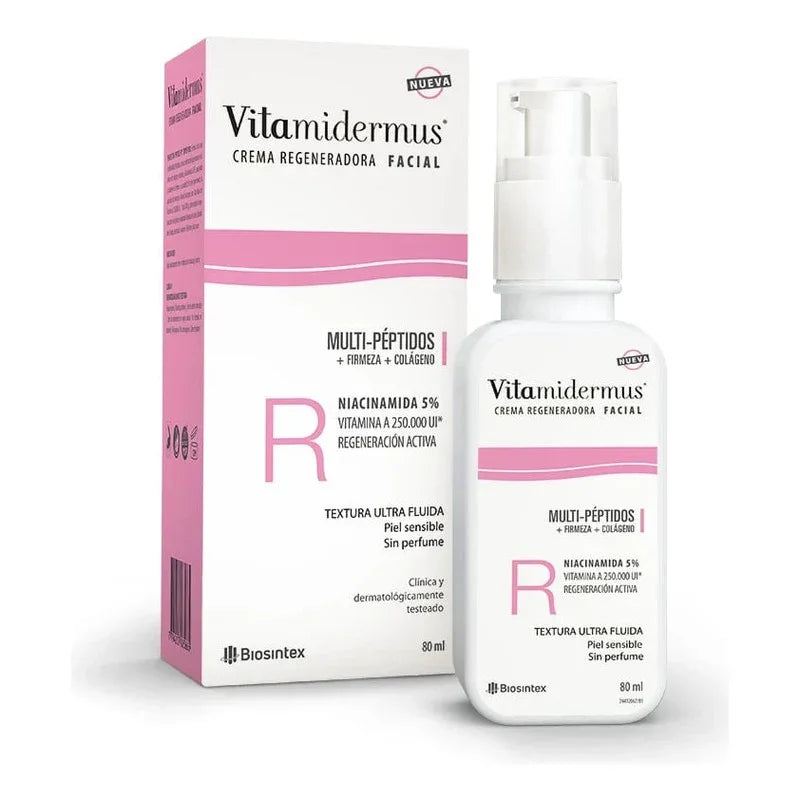 Vitamidermus Crema Facial Regeneradora 80 Ml P/sensible Momento De Aplicación Día/noche Tipo De Piel Sensible