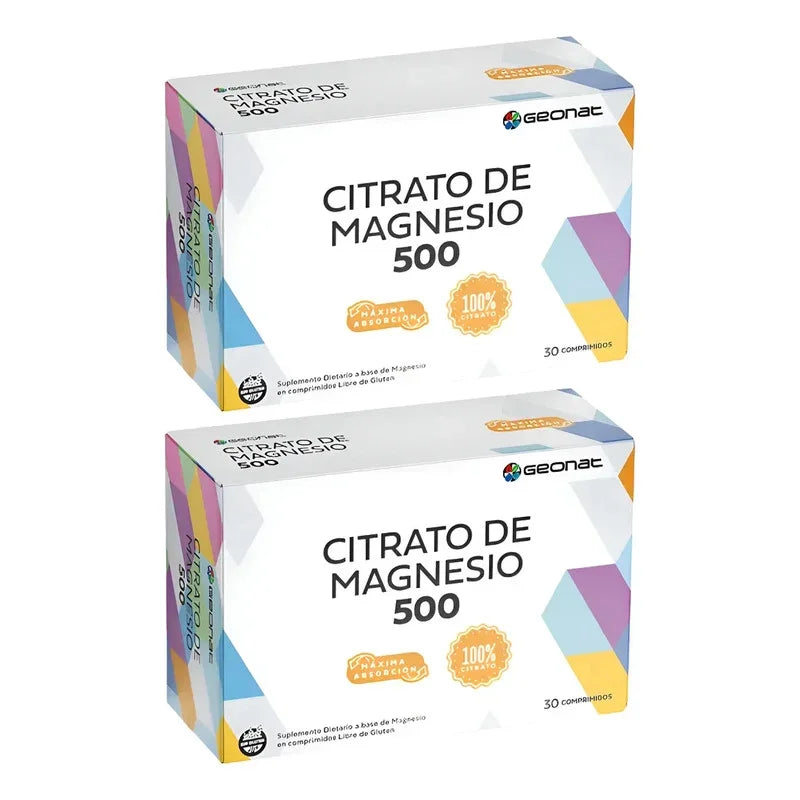 Pack X 2 Citrato De Magnesio 500 Geonat X 30 Comprimidos Sin Sabor