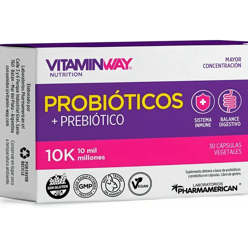 Probioticos Y Prebiotico 10k Vitaminway Sistema Inmune Balance Digestivo