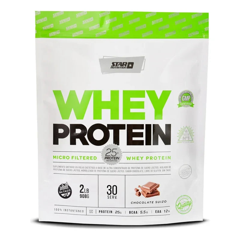 Star Nutrition Whey Protein 908g Sabor Chocolate Suizo Doypack En Polvo