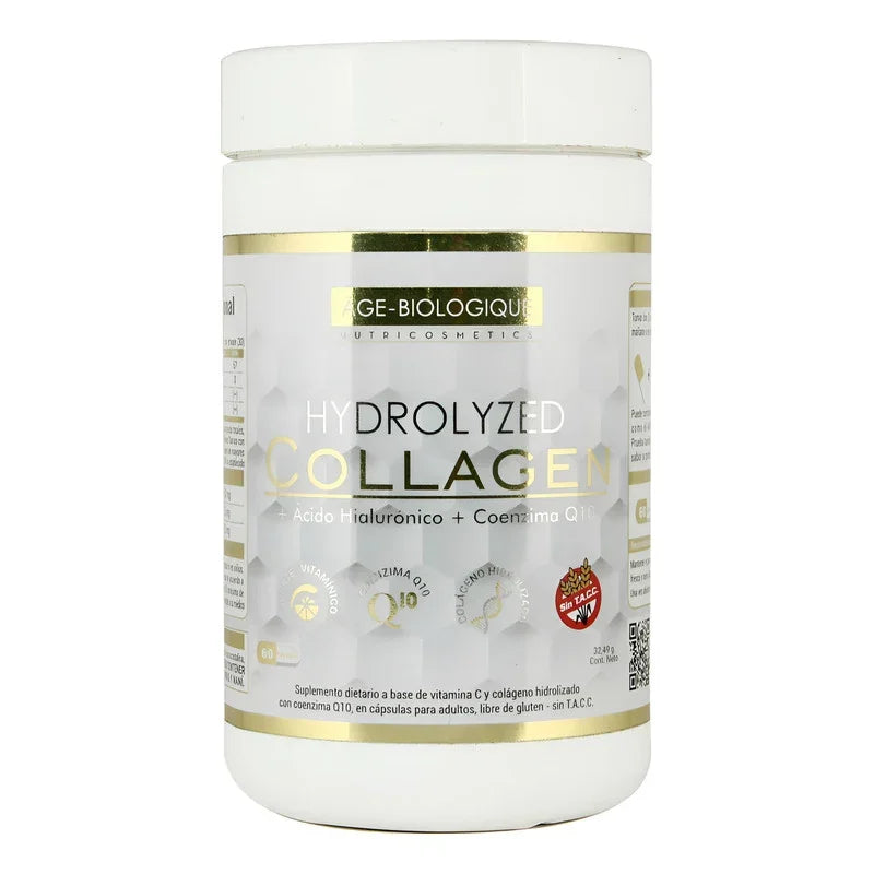 Collagen Hydrolyzed Ac. Hialurónico Q10 Vit C_age Biologique Sabor Neutro Sin Sabor