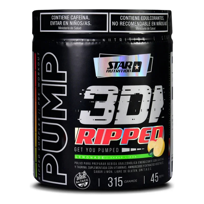 Pump 3d Ripped 315 Gr Star Nutrition Pre Entreno + Quemador Sabor Lemonade Limonada