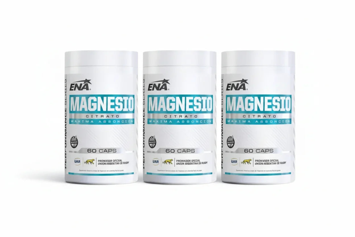 Citrato De Magnesio Cápsulas Ena Sport - Pack X3 60 Caps Sin Sabor Mejora Sueño Pastillero Legend Nutrition