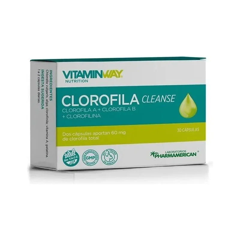 Clorofila Cleanse de Vitamin Way, 30 cápsulas para desintoxicación y bienestar, con clorofila A y B