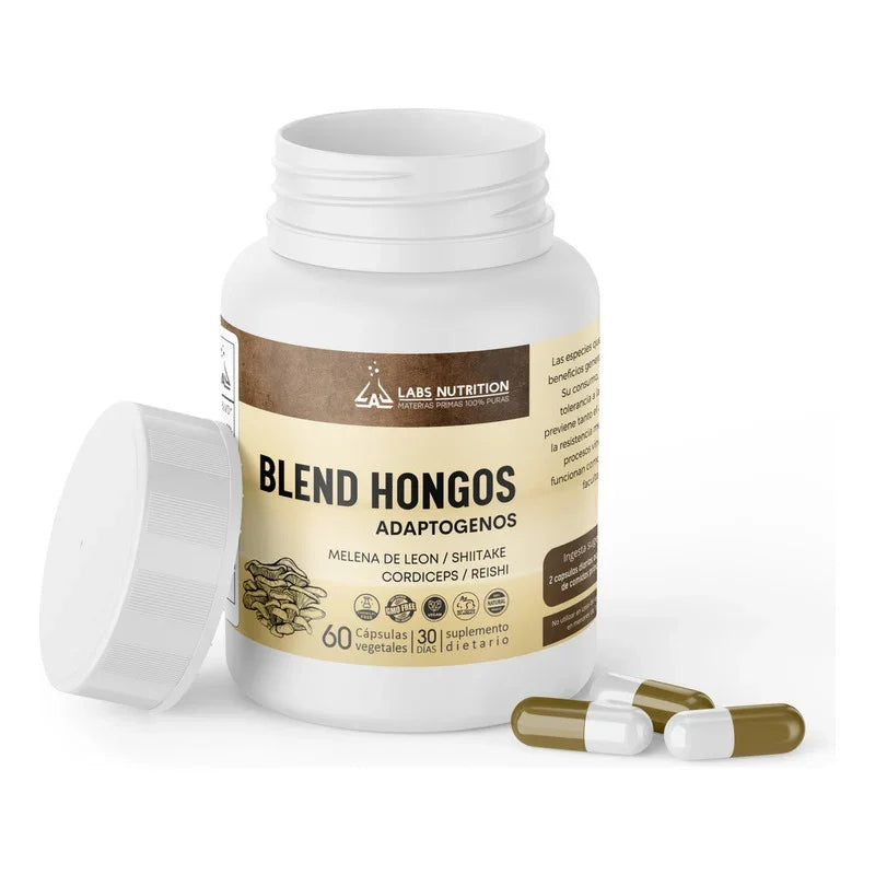 Hongos Adaptógenos Labs Nutrition 60 Cápsulas Veganas Neutras Sin Gluten Neutro
