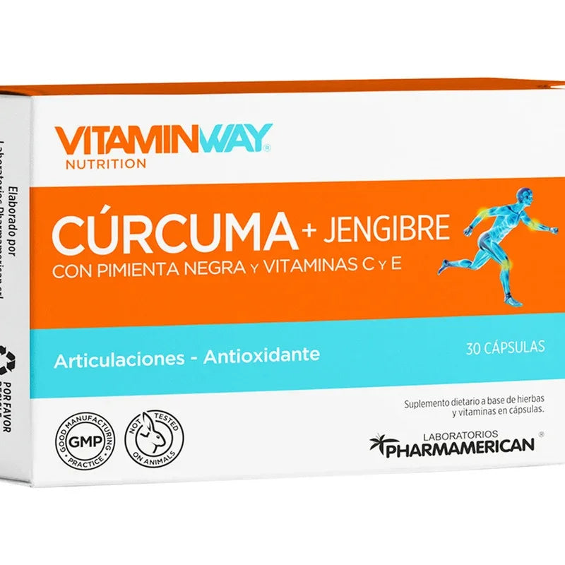 Vitamin Way Cúrcuma + Jengibre Suplemento Articulaciones X30 Sin Sabor