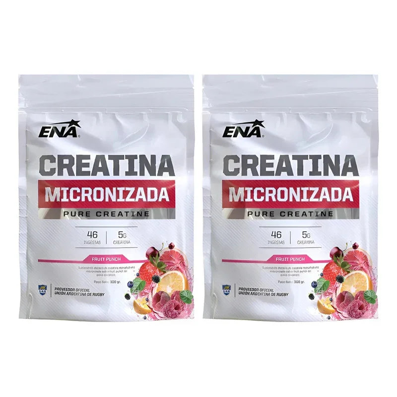 Pack X2 Creatina Micronizada 300 Grs Sabor A Frutilla Frutilla