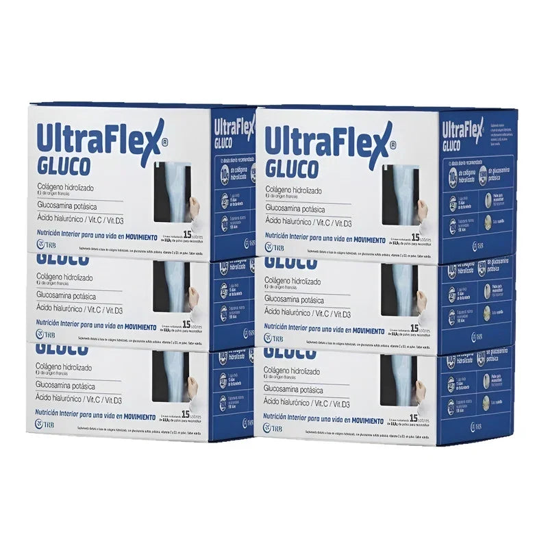 Colágeno Hidrolizado Ultraflex Gluco Sabor Vainilla En Sobres X 15 Unidades
