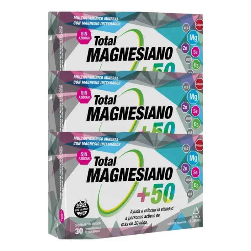 Total Magnesiano +50 X30 Comprimidos Pack X3 Sin Sabor