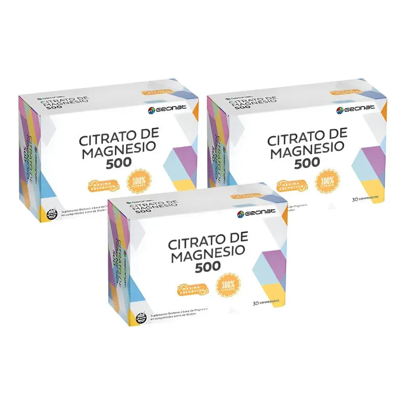 Pack X 3 Citrato De Magnesio 500 Geonat X 30 Comprimidos Sin Sabor