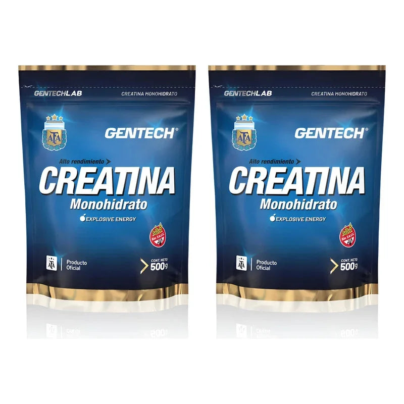 Pack X2 Creatina Monohidrato 250g Gentech Sin Tacc Sin Sabor Sin Sabor
