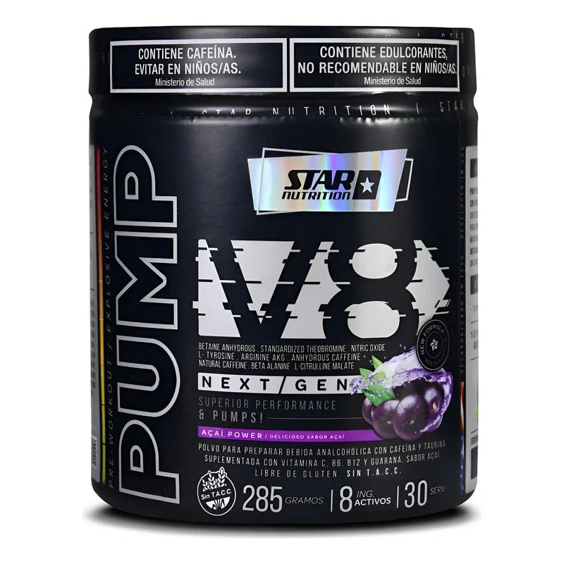 Pump V8 Pre Workout Star Nutrition 285 Gr Acai Açai Power