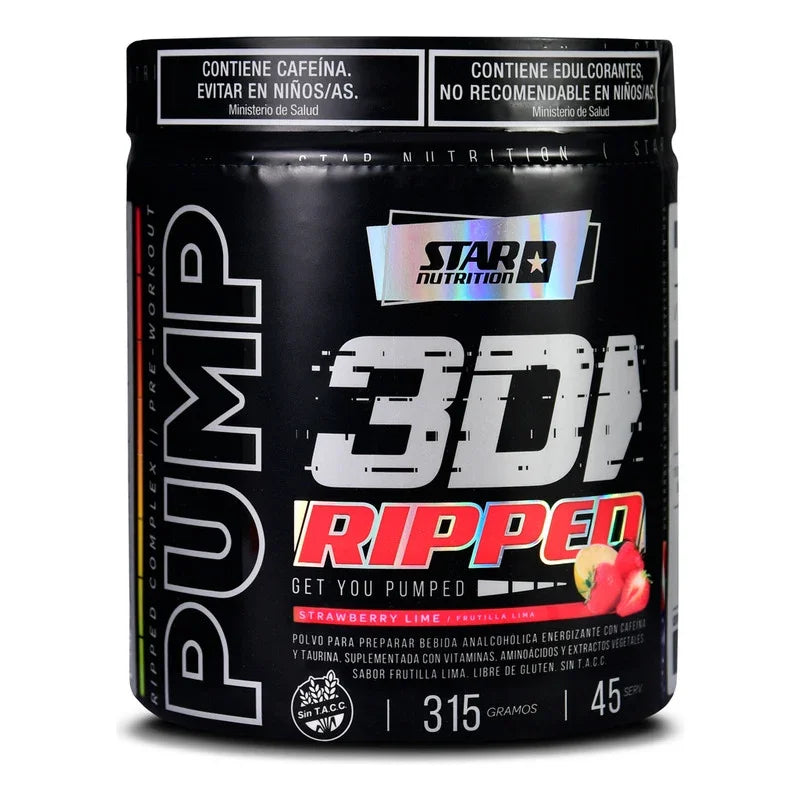 Pump 3d Ripped 315 Gr Star Nutrition Pre Entreno Quemador Sabor Strawberry Lime