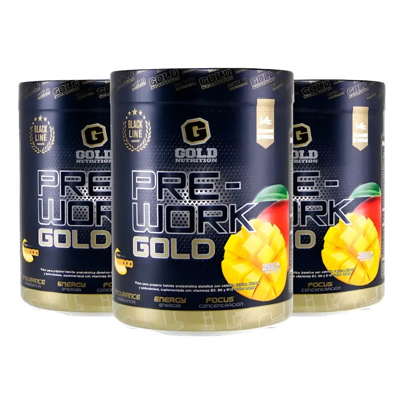 Pre Work Gold Nutrition Pre Entrenamiento Pack X 3 Mango