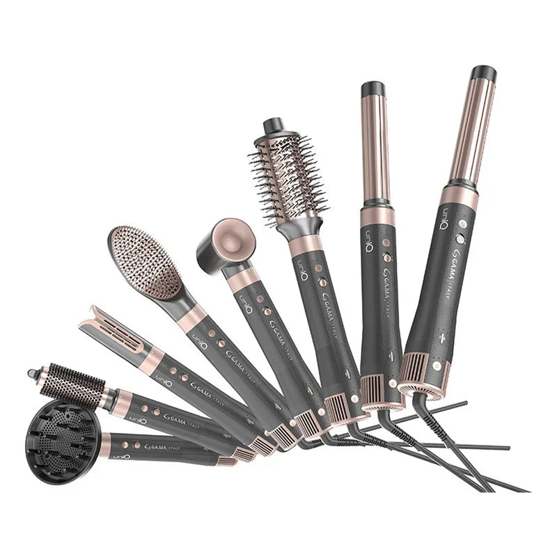 Multi Styler Gama Italy Uniq Vibrance 8 En 1 Seca, Modela, Alisa, Riza, Ondula, Suaviza, Da Volumen Y Define - Negro