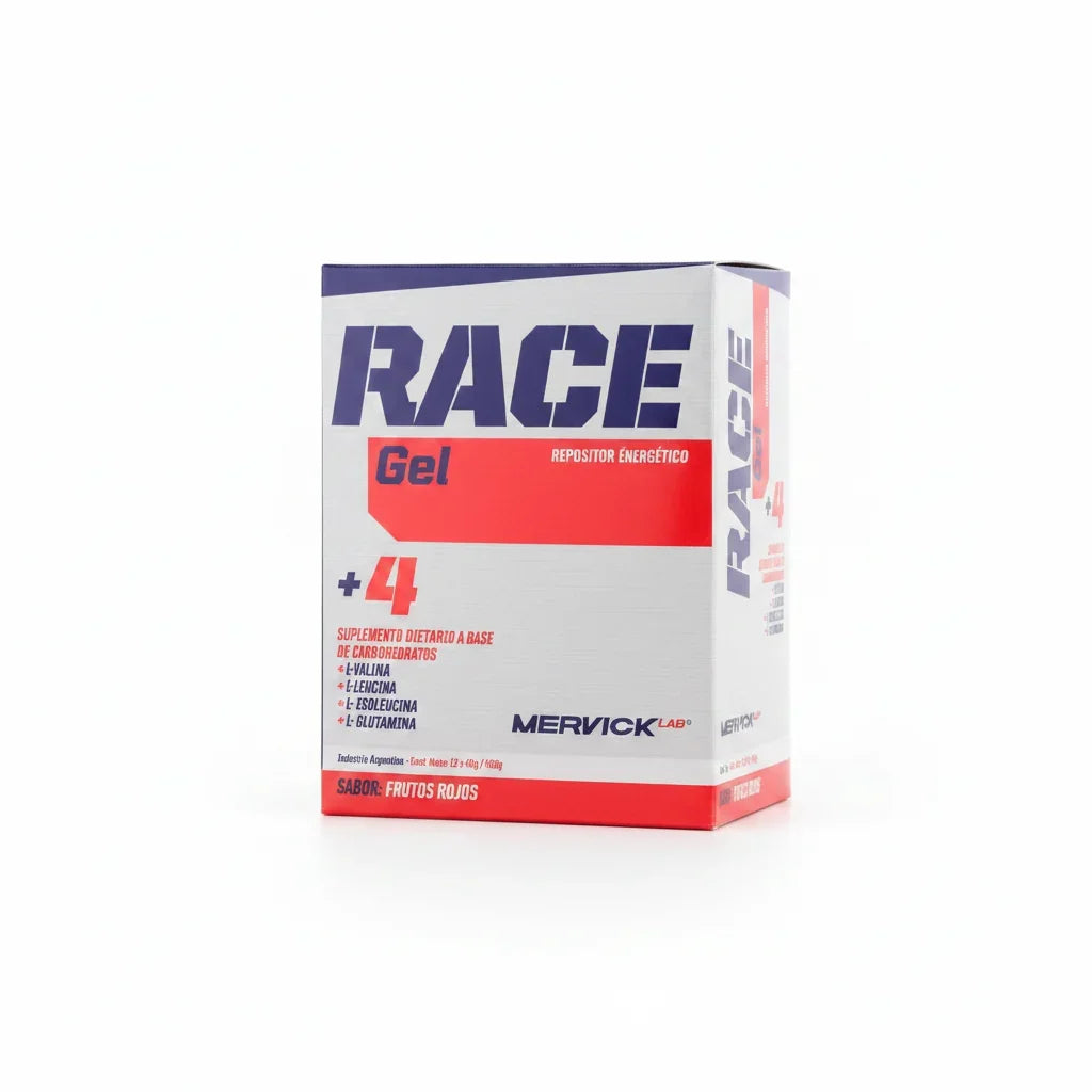Gel Race Caja 12 Unid 40 Gr Mervick Lab Repositor Energético Sabor Frutos Rojos