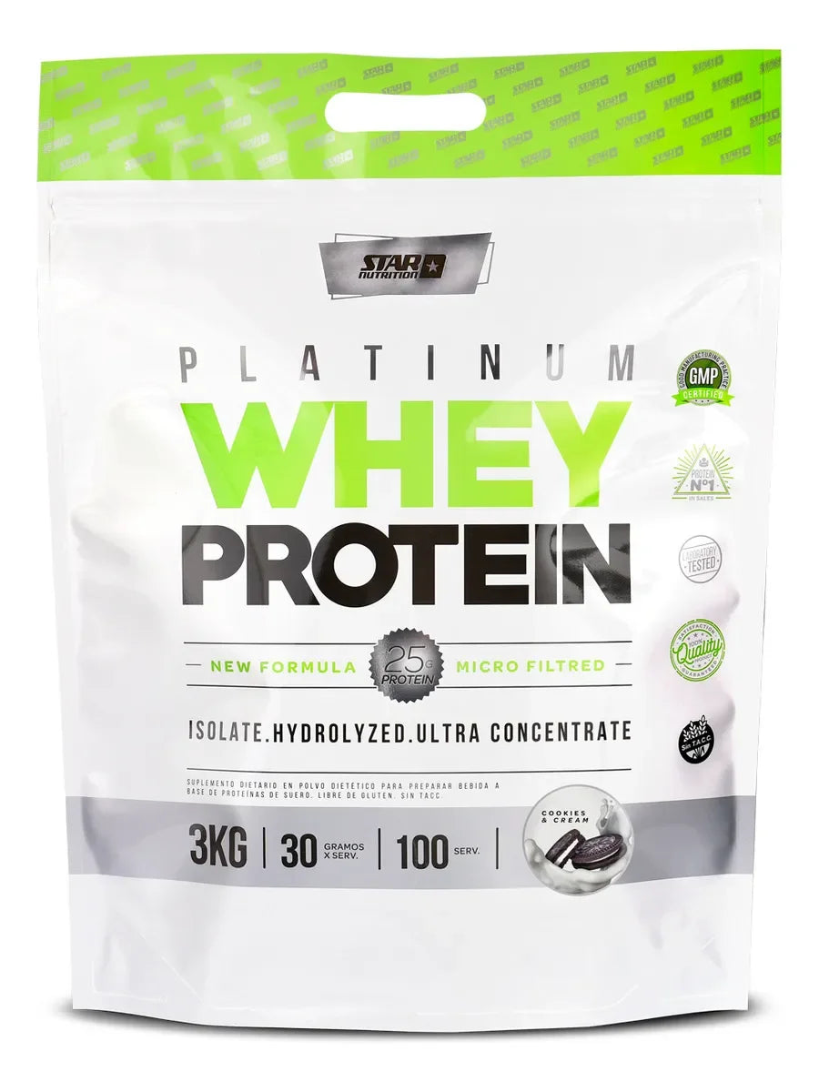 Star Nutrition Platinum Whey Protein x 3 Kg Sachet Sabor Cookies And Cream En Polvo