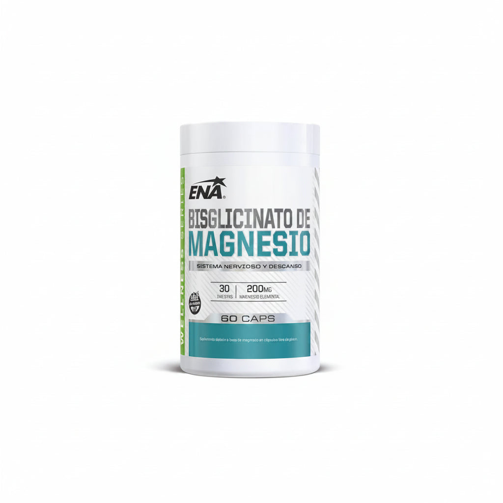 Bisglicinato de Magnesio ENA Sport Wellness Series x60 Cápsulas 200mg - Sistema Nervioso, Descanso, Huesos y Músculos