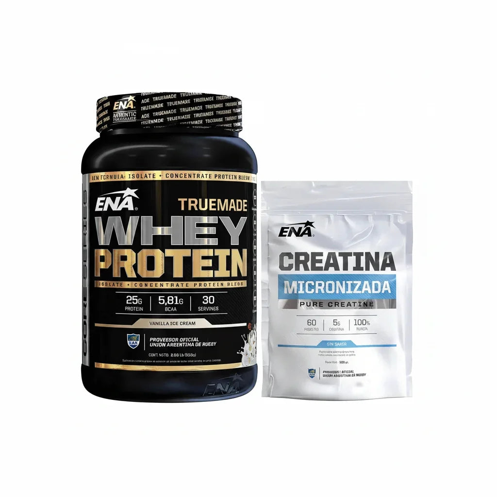 True Made Whey Protein 2lbs + Creatina Micronizada 300g Ena Sabor Vanilla ice cream