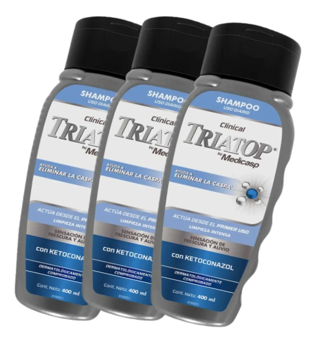 Pack X3 Shampoo Medicasp Elimina La Caspa 400ml